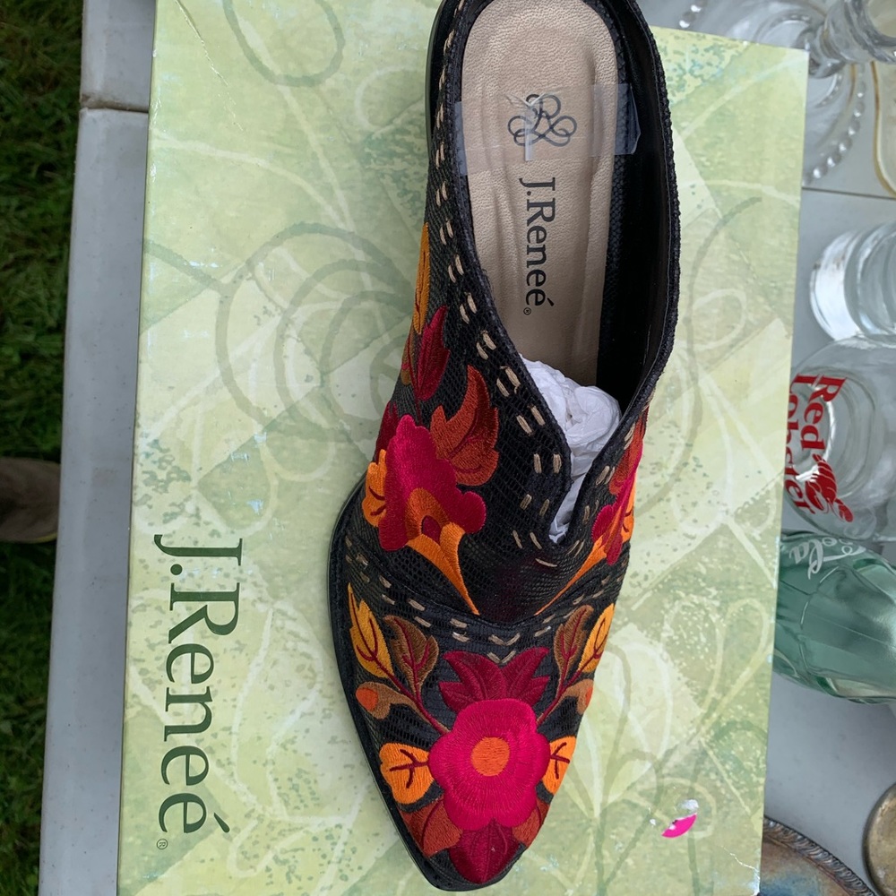 J. Renee Embroider Clog Booties 8 1/2
